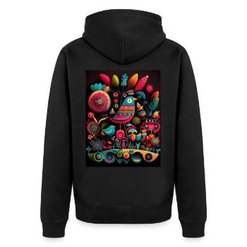 Vogelfest - Unisex Premium Bio Zip Hoodie - Schwarz - Hinten - Nico (187cm)