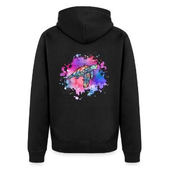 Tortue de mer colorée - Veste à capuche bio Premium Unisexe - noir - Dos - Nico (187cm)