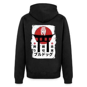 Kanji Bulldog Japon - Veste à capuche bio Premium Unisexe - noir - Dos - Nico (187cm)