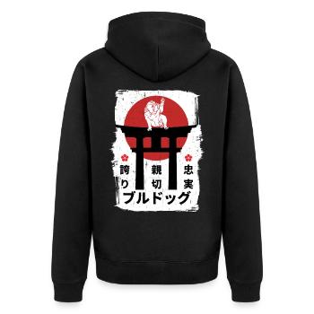 Kanji Bulldog Japon - Veste à capuche bio Premium Unisexe - noir - Dos - Nico (187cm)