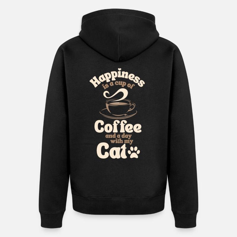Amateur de chat de café - Veste à capuche bio Premium Unisexe - noir