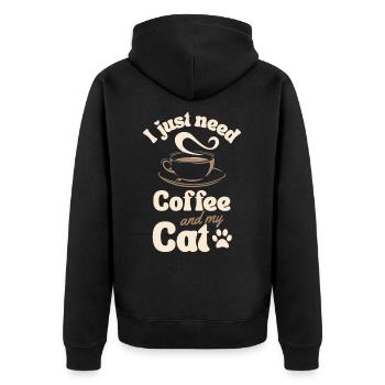 Coffee Cat lover - Unisex Premium Organic Zip Hoodie - black - Back - Nico (187cm)