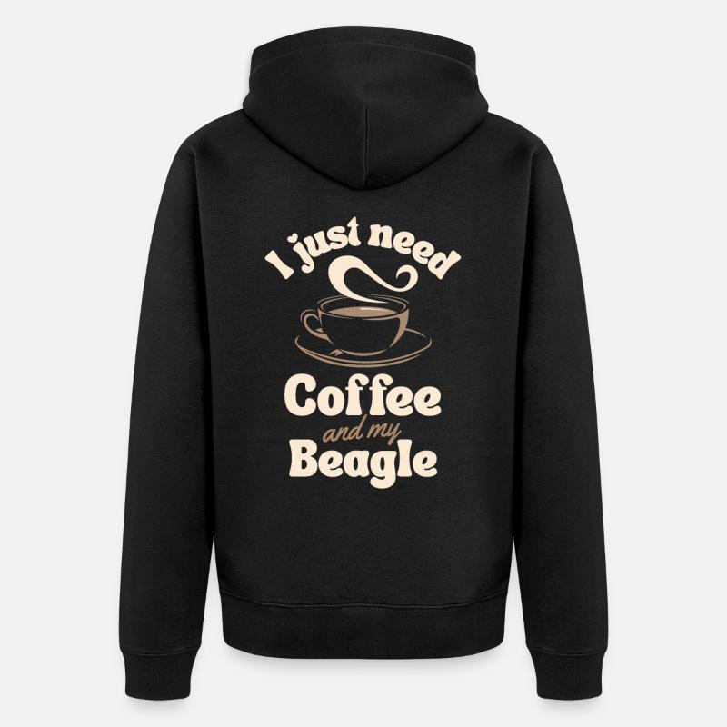 Kaffee Beagle Liebhaber - Unisex Premium Bio Zip Hoodie - Schwarz