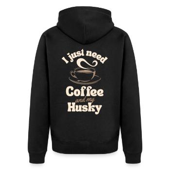 Coffee Husky lover - Unisex Premium Organic Zip Hoodie - black - Back - Nico (187cm)