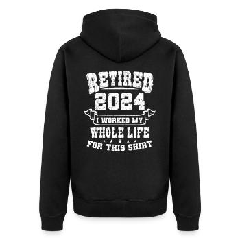 Retired 2024 Pensioner Pension Pensioner - Unisex Premium Organic Zip Hoodie - black - Back - Nico (187cm)