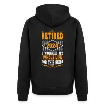 Retired 2024 Pensioner Pension Pensioner - Unisex Premium Organic Zip Hoodie - black - Back - Nico (187cm)