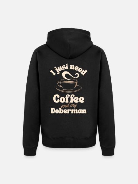 Coffee Doberman lover - Unisex Premium Organic Zip Hoodie - black
