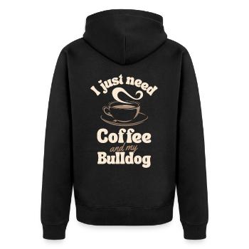 Kaffee-Bulldoggen-Liebhaber - Unisex Premium Bio Zip Hoodie - Schwarz - Hinten - Nico (187cm)