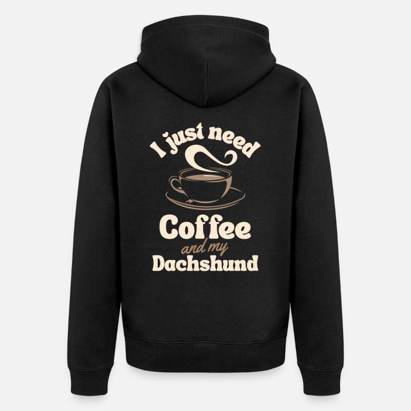 Amateur de café teckel - Veste à capuche bio Premium Unisexe - noir