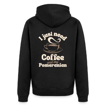 Kaffee-Pommern-Liebhaber - Unisex Premium Bio Zip Hoodie - Schwarz - Hinten - Nico (187cm)