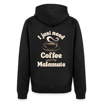 Coffee Malamute lover - Unisex Premium Organic Zip Hoodie - black - Back - Nico (187cm)