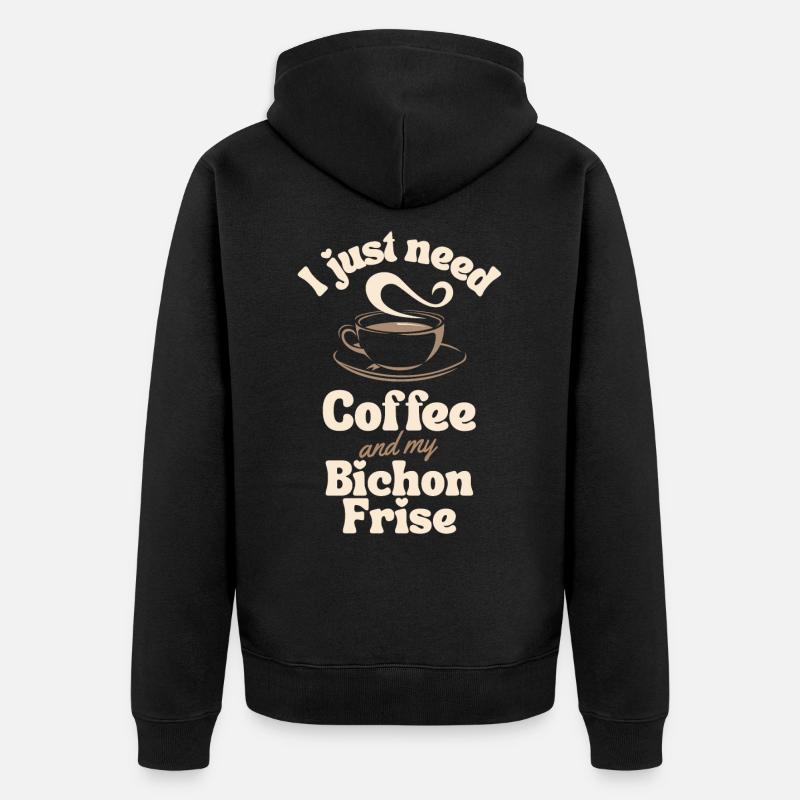 Amateur de café Bichon-frise - Veste à capuche bio Premium Unisexe - noir