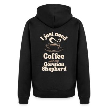 Coffee German-shepherd lover - Unisex Premium Organic Zip Hoodie - black - Back - Nico (187cm)