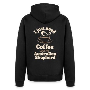 Coffee Australian-shepherd lover - Unisex Premium Organic Zip Hoodie - black - Back - Nico (187cm)