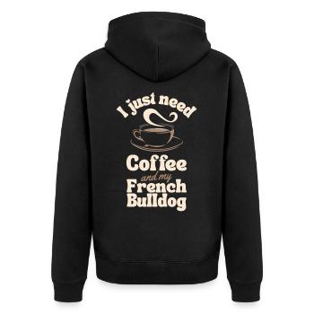 Kaffee Französisch-Bulldoggen-Liebhaber - Unisex Premium Bio Zip Hoodie - Schwarz - Hinten - Nico (187cm)
