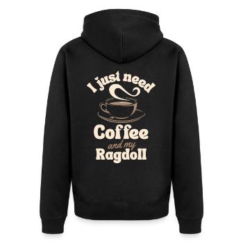 Kaffee Ragdoll Liebhaber - Unisex Premium Bio Zip Hoodie - Schwarz - Hinten - Nico (187cm)