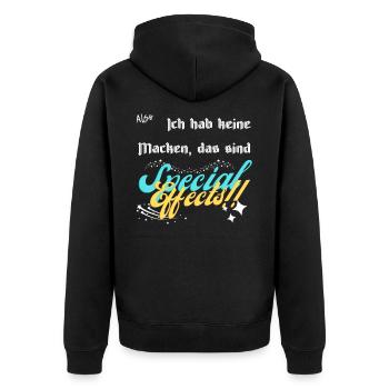 Ich hab keine Macken, das sind Spezial effects! - Unisex Premium Bio Zip Hoodie - Schwarz - Hinten - Nico (187cm)