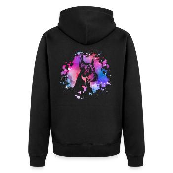 Dobermann-Hundeliebhaber - Unisex Premium Bio Zip Hoodie - Schwarz - Hinten - Nico (187cm)