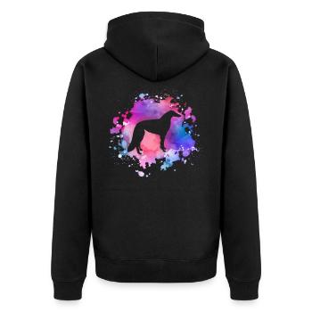 Barsoi-Hundeliebhaber - Unisex Premium Bio Zip Hoodie - Schwarz - Hinten - Nico (187cm)