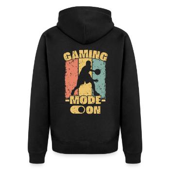 Basketball retro - Unisex Premium Bio Zip Hoodie - Schwarz - Hinten - Nico (187cm)