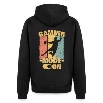 Handball retro - Unisex Premium Bio Zip Hoodie - Schwarz - Hinten - Nico (187cm)