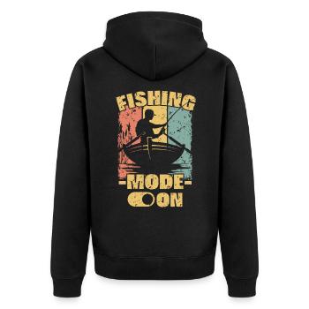 Fishing retro - Unisex Premium Organic Zip Hoodie - black - Back - Nico (187cm)
