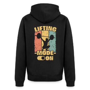 Frauen Gewichtheben retro - Unisex Premium Bio Zip Hoodie - Schwarz - Hinten - Nico (187cm)