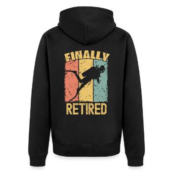 Tauchen Ruhestand retro - Unisex Premium Bio Zip Hoodie - Schwarz - Hinten - Nico (187cm)