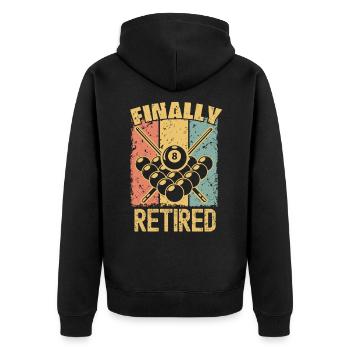 Billard Ruhestand retro - Unisex Premium Bio Zip Hoodie - Schwarz - Hinten - Nico (187cm)