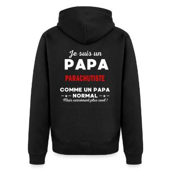 Je suis un Papa PARACHUTISTE - Veste à capuche bio Premium Unisexe - noir - Dos - Nico (187cm)