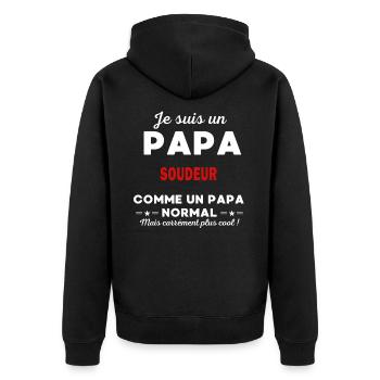 Je suis un Papa SOUDEUR - Veste à capuche bio Premium Unisexe - noir - Dos - Nico (187cm)