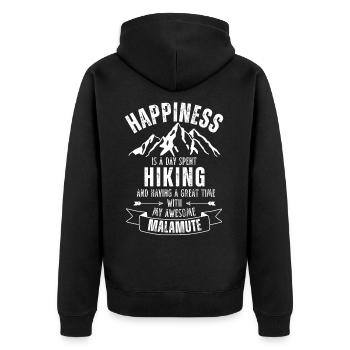 Hiking and Malamute lover - Unisex Premium Organic Zip Hoodie - black - Back - Nico (187cm)