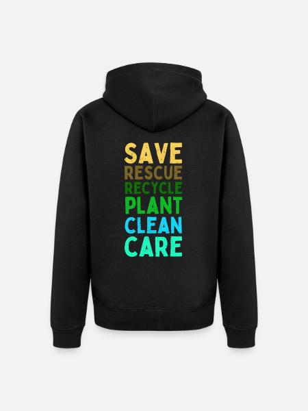 Protect our Earth quote - Unisex Premium Organic Zip Hoodie - black