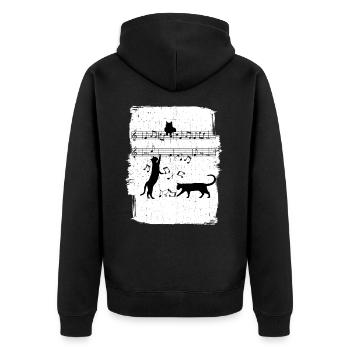Cat Music Notes - Unisex Premium Organic Zip Hoodie - black - Back - Nico (187cm)