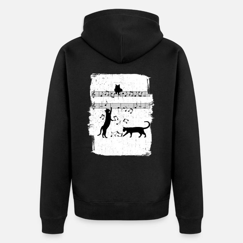 Notes de musique de chat - Veste à capuche bio Premium Unisexe - noir