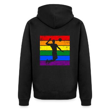Volleyball LGBTQ - Veste à capuche bio Premium Unisexe - noir - Dos - Nico (187cm)