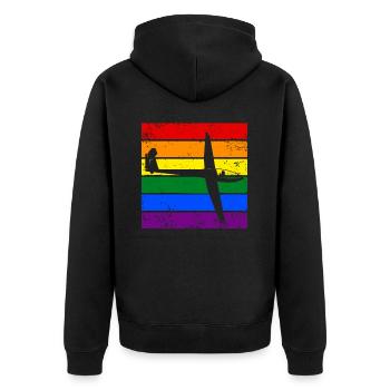 Gliding LGBTQ - Unisex Premium Organic Zip Hoodie - black - Back - Nico (187cm)