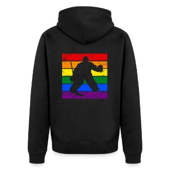 Eishockey LGBTQ - Unisex Premium Bio Zip Hoodie - Schwarz - Hinten - Nico (187cm)