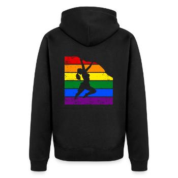 Frauen Klettern LGBTQ Klettern - Unisex Premium Bio Zip Hoodie - Schwarz - Hinten - Nico (187cm)