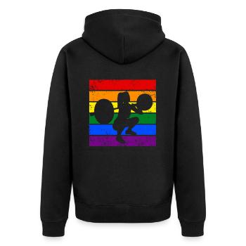 Gewichtheben LGBTQ - Unisex Premium Bio Zip Hoodie - Schwarz - Hinten - Nico (187cm)