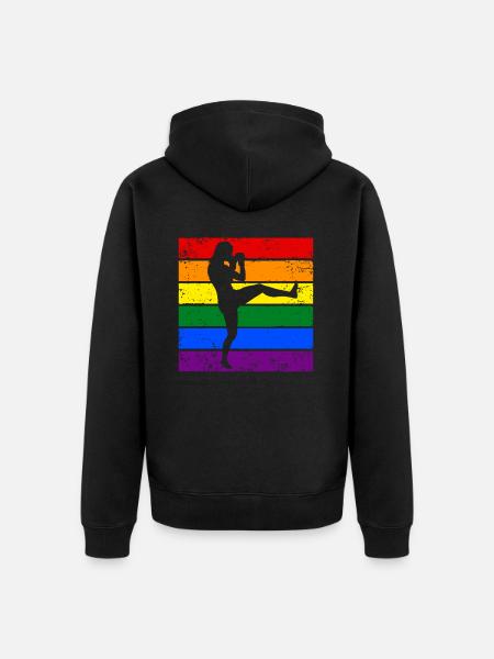Femmes Kickboxing LGBTQ - Veste à capuche bio Premium Unisexe - noir