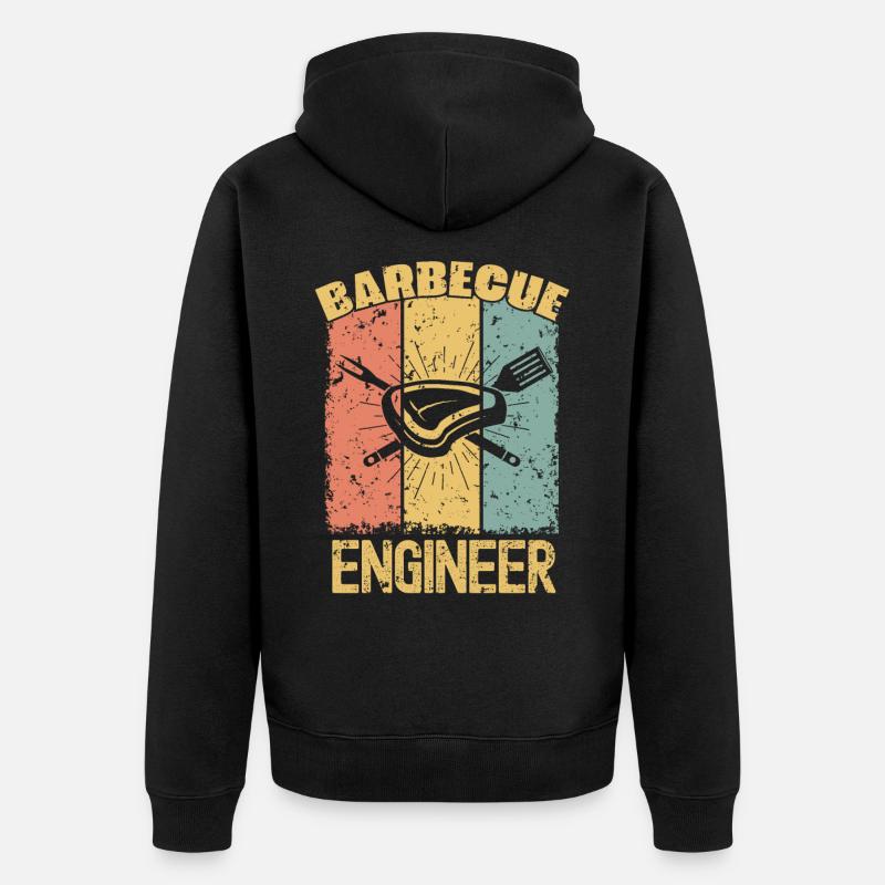 Barbecue Engineer retro - Unisex Premium Bio Zip Hoodie - Schwarz