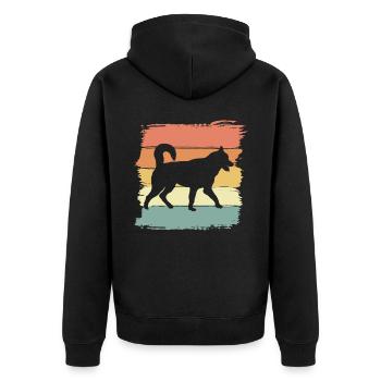 Husky Retro - Unisex Premium Bio Zip Hoodie - Schwarz - Hinten - Nico (187cm)
