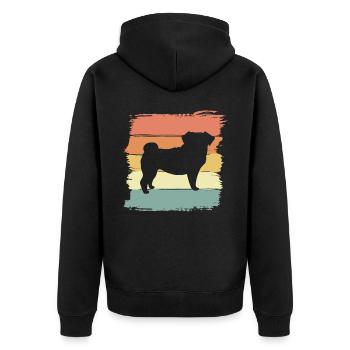 Mops retro - Unisex Premium Bio Zip Hoodie - Schwarz - Hinten - Nico (187cm)