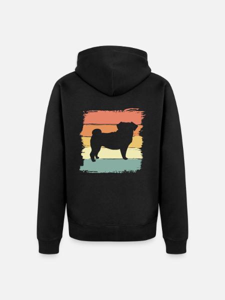 Mops retro - Unisex Premium Bio Zip Hoodie - Schwarz