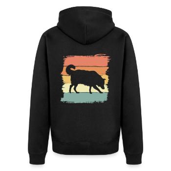 Border-Collie Retro - Unisex Premium Bio Zip Hoodie - Schwarz - Hinten - Nico (187cm)