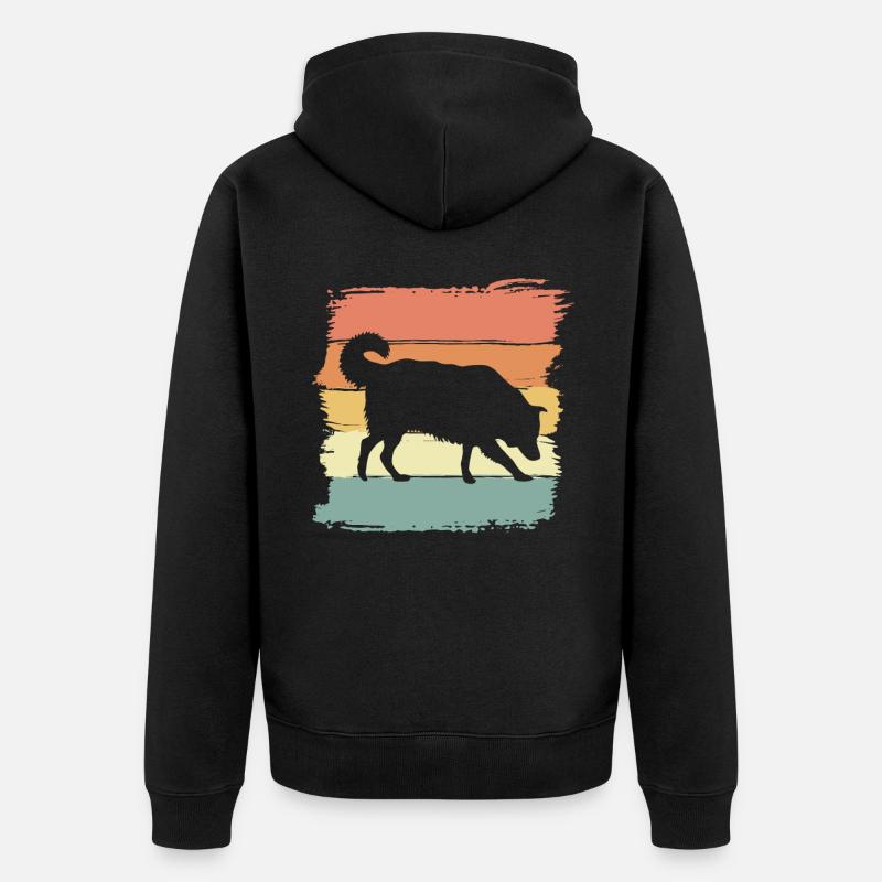 Border-Collie Retro - Unisex Premium Bio Zip Hoodie - Schwarz