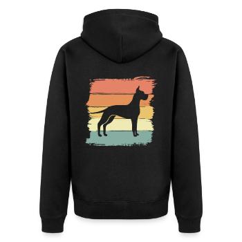 Great-dane retro - Unisex Premium Organic Zip Hoodie - black - Back - Nico (187cm)