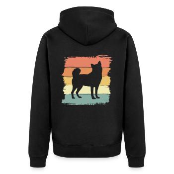 Akita retro - Unisex Premium Bio Zip Hoodie - Schwarz - Hinten - Nico (187cm)