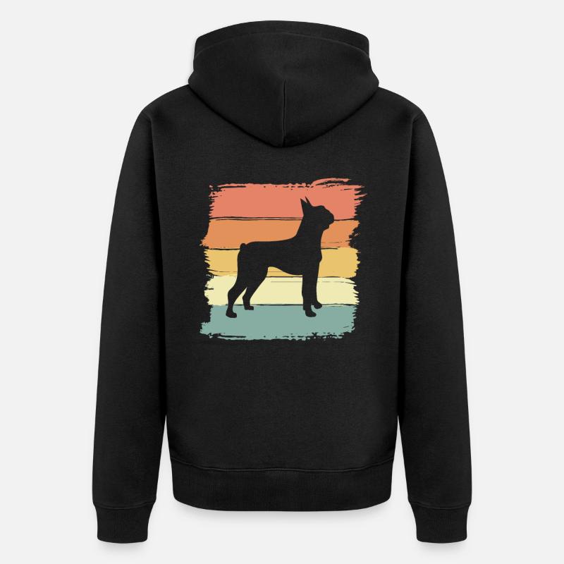 Boston-Terrier Retro - Unisex Premium Bio Zip Hoodie - Schwarz